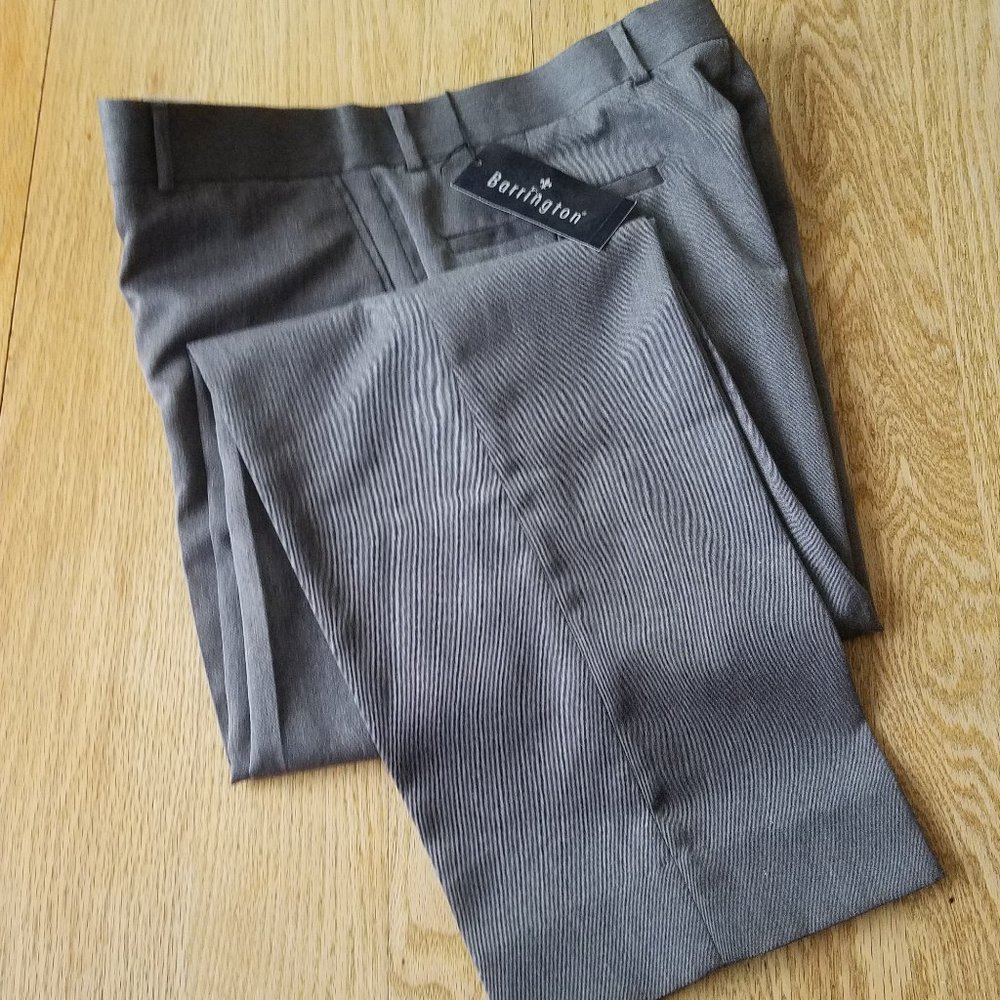 NWT $30 Barrington Men's Sz. 36 x 30 Gray Dress Pants Flat Front